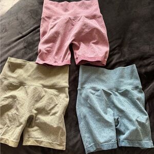 Gymshark Women's Athletic Shorts - Pink, Blue, and Tan